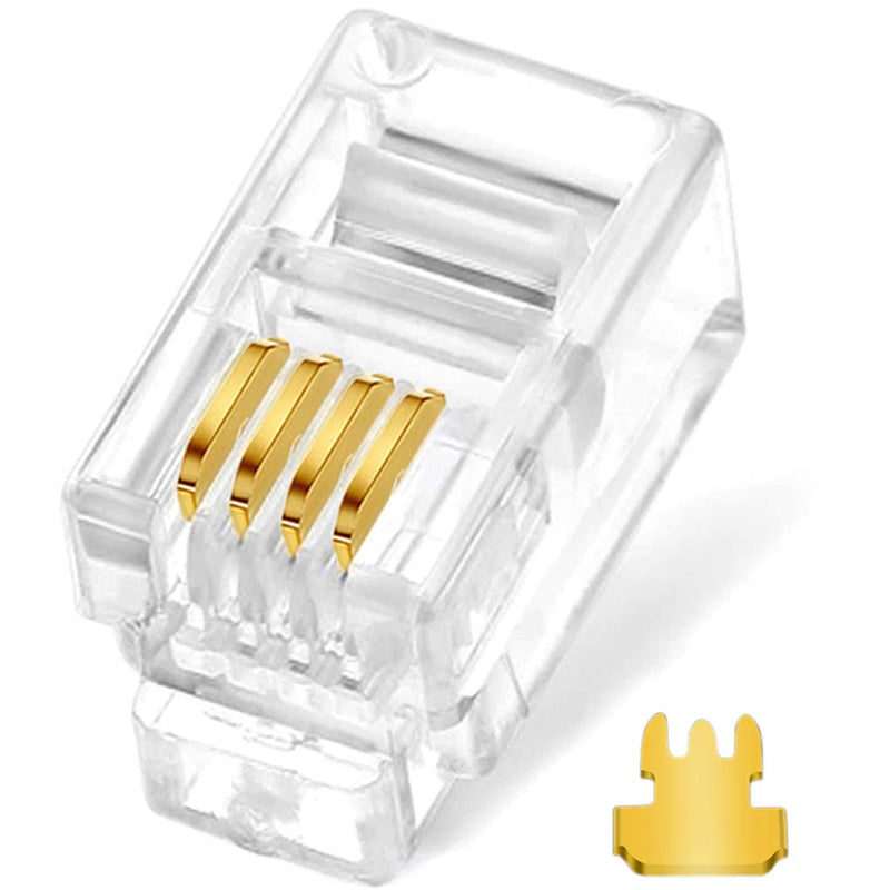 [Australia - AusPower] - NECABLES (20 Pack) 3 Prong Telephone Modular Plug RJ9/RJ10/RJ22 4P4C Connector for Phone Handset Cord (Compatible with Both Solid and Stranded Wire) 