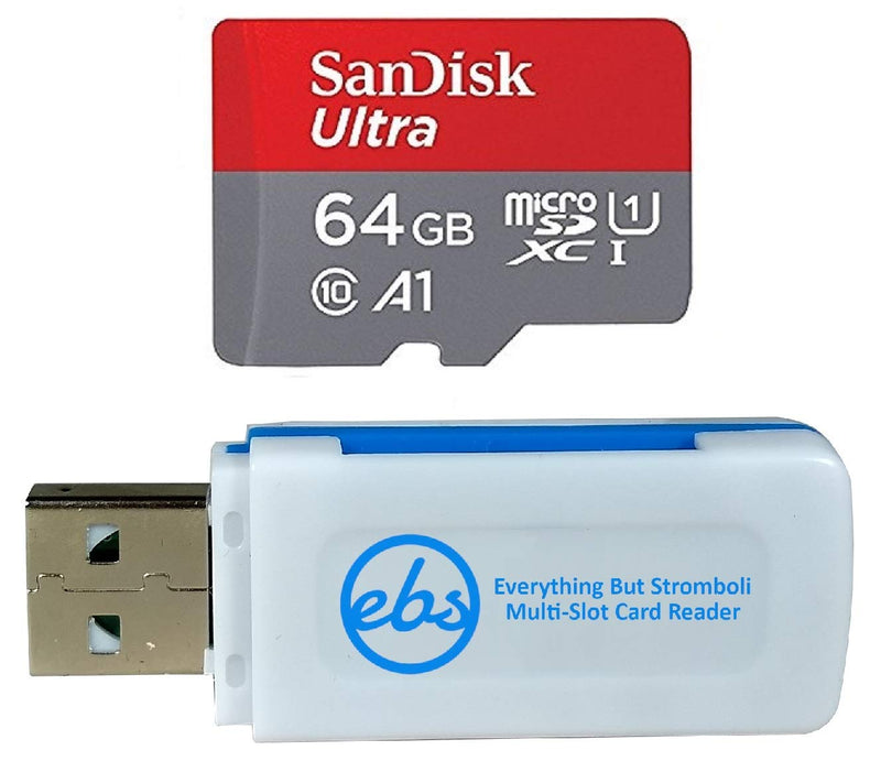 [Australia - AusPower] - SanDisk 64GB Micro SDXC Ultra Memory Card Class 10 (SDSQUAR-064G-GN6MN) Works with Samsung Galaxy A10e, A10s, A30s, A50s, A90 5G Phone Bundle with 1 Everything But Stromboli MicroSD & SD Card Reader 