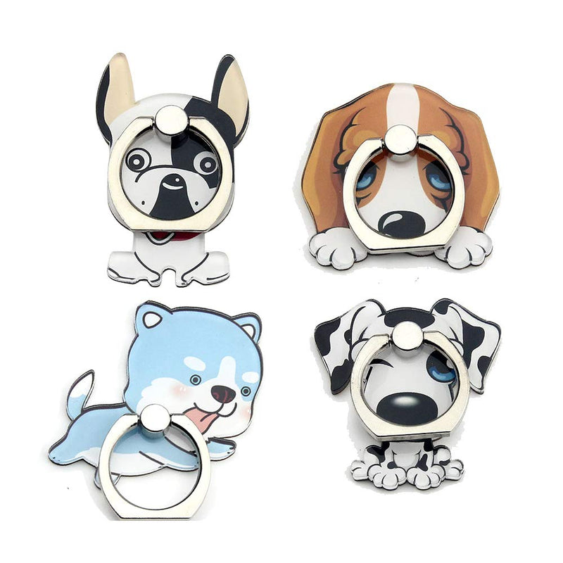 [Australia - AusPower] - 4-Pcs Phone Ring Holder Stand, Cute Animal Dogs Ring Stand Mount 360 Rotation Finger Ring Grip Kickstand for Cellphones and Tablets (Dogs Ring) 