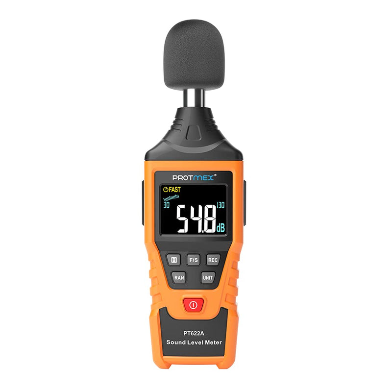 [Australia - AusPower] - Protmex Sound Level Meter Digital Reader Measurement Range 30-130 dBA with Large LCD Screen Display Accuracy 1.5dB Noise Meter Fast and Slow Selection PT622A 622A 