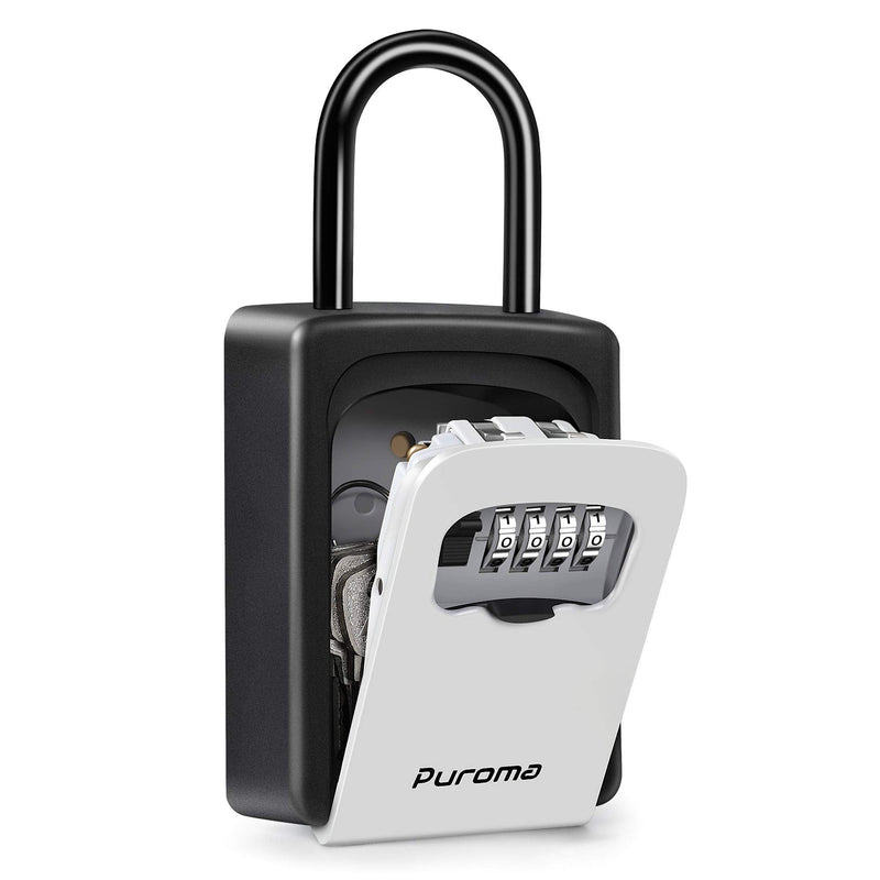 [Australia - AusPower] - Puroma Key Lock Box Waterproof Combination Lockbox Portable Resettable Wall Mounted & Hanging Key Safe Lock Box for House Keys, Realtors, Garage Spare, Black & Gray 