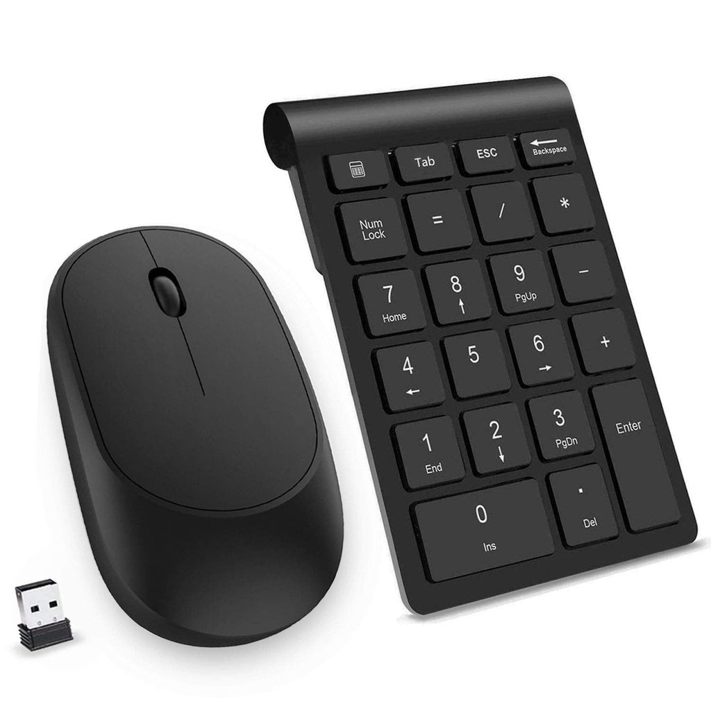 [Australia - AusPower] - Wireless Number Pad and Mouse Combo, Acedada Portable Ultra Slim 2.4GHz USB Wireless Numeric Keypad and Mouse Set for Laptop, Notebook, Desktop, PC Computer - Black Wireless Number Pad And Mouse Combo 
