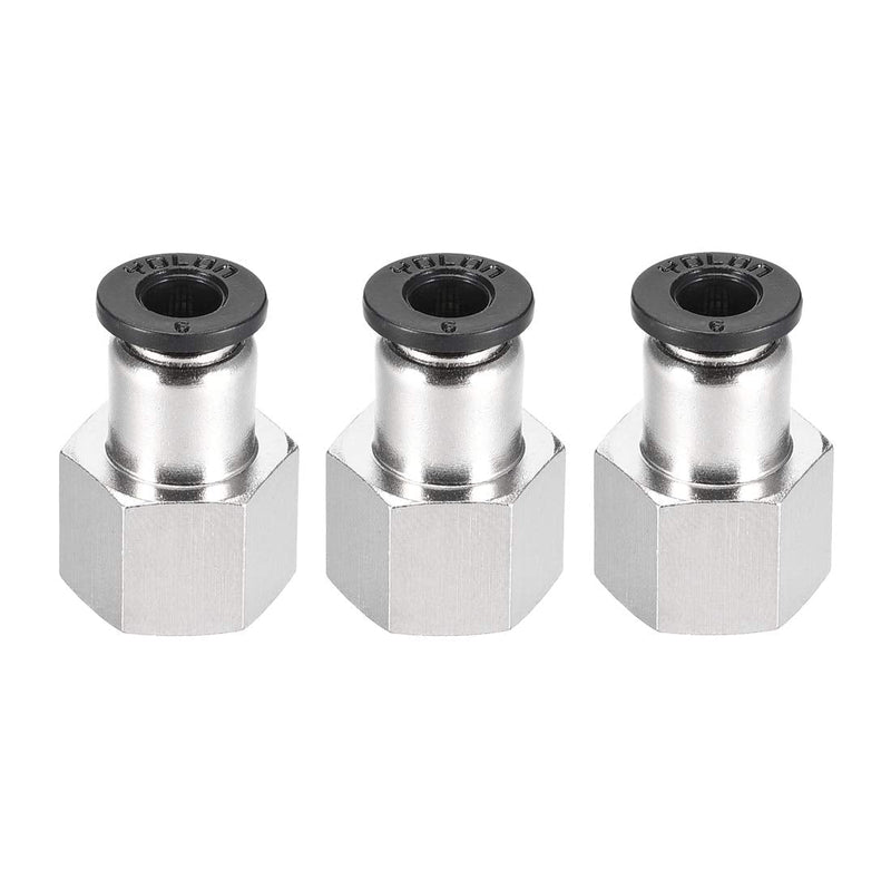 [Australia - AusPower] - uxcell Push to Connect Tube Fitting Adapter 6mm Tube OD x 1/4BSPT Female Straight Pneumatic Connecter Pipe Fitting 3pcs 
