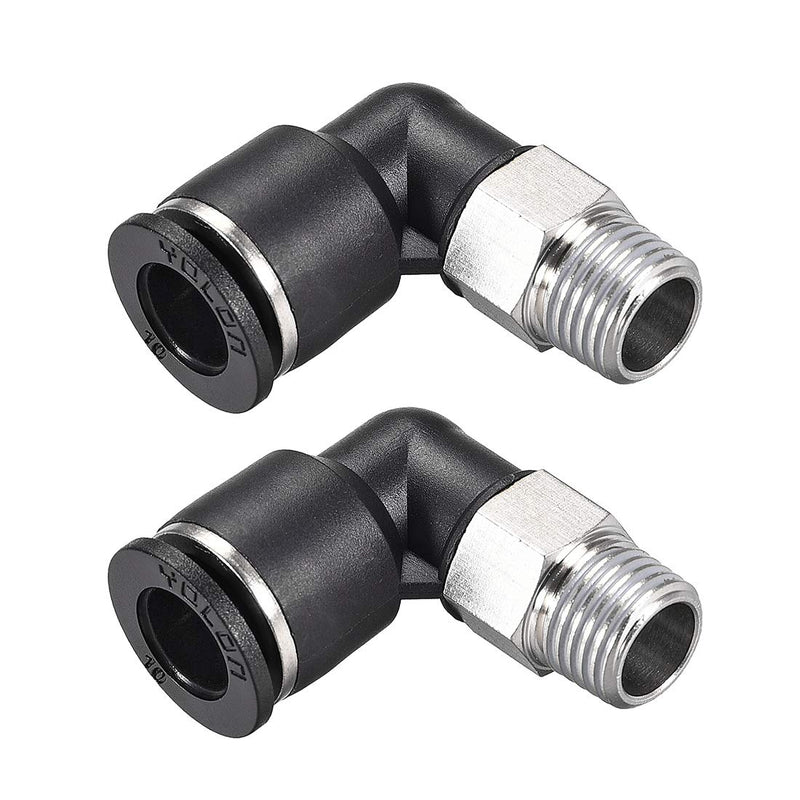 [Australia - AusPower] - uxcell Push to Connect Tube Fitting Male Elbow 10mm Tube OD X 1/4NPT Thread Pneumatic Air Push Fit Lock Fitting 2pcs 