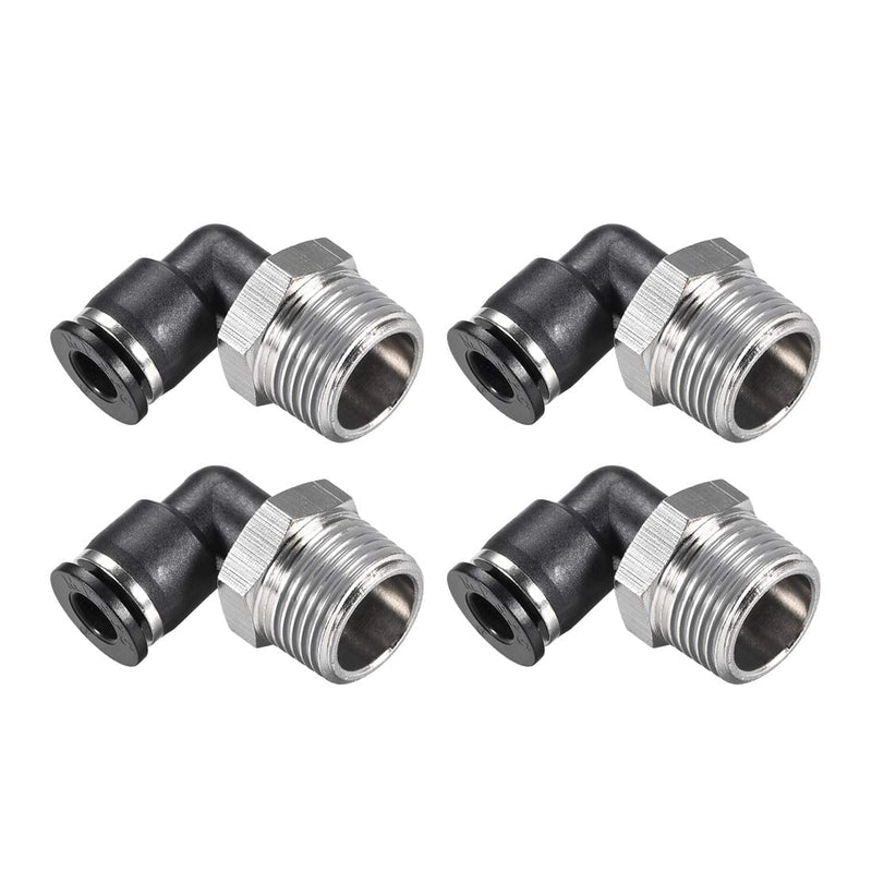 [Australia - AusPower] - uxcell Push to Connect Tube Fitting Male Elbow 6mm Tube OD X 3/8NPT Thread Pneumatic Air Push Fit Lock Fitting 4pcs 