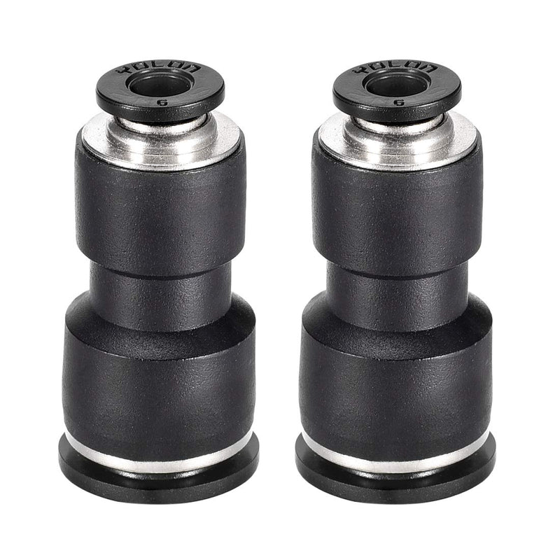 [Australia - AusPower] - uxcell Plastic Straight Union Push to Connect Tube Fitting 12mm-6mm OD Push Fit Lock 2pcs 