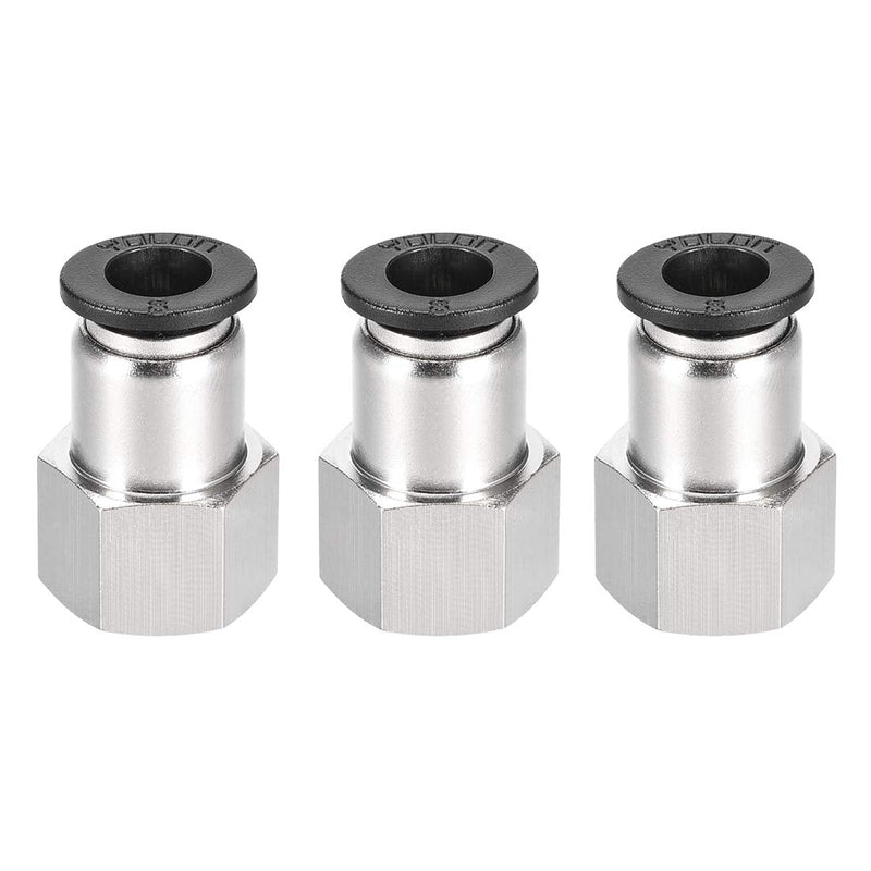 [Australia - AusPower] - uxcell Push to Connect Tube Fitting Adapter 8mm Tube OD X 1/4NPT Female Straight Pneumatic Connecter Pipe Fitting 3pcs 