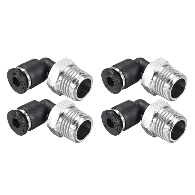 [Australia - AusPower] - uxcell Push to Connect Tube Fitting Male Elbow 4mm Tube OD X 1/4NPT Thread Pneumatic Air Push Fit Lock Fitting 4pcs 