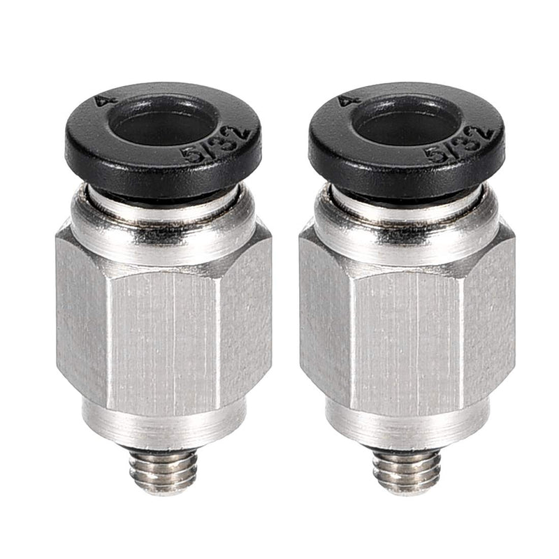 [Australia - AusPower] - uxcell Straight Pneumatic Push to Quick Connect Fittings M3 Male X 4mm Tube OD Silver Tone 2pcs 