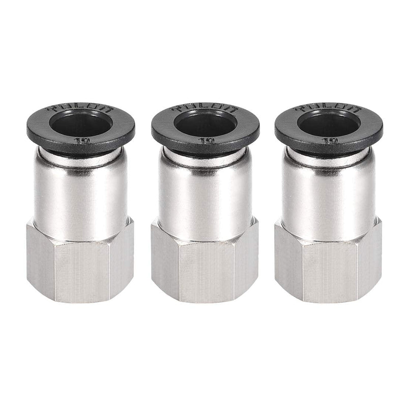[Australia - AusPower] - uxcell Push to Connect Tube Fitting Adapter 10mm Tube OD X 1/4BSPT Female Straight Pneumatic Connecter Pipe Fitting 3pcs 