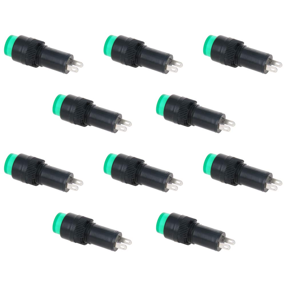 [Australia - AusPower] - Othmro Signal Indicator Dash Light DC 24V, Neon LED Bulbs NXD-21 Green, 35mm 1.38inch Plastic Shell Panel Mount Signal Pilot Dash Directional Lights 10pcs AC/DC 24V 10PCS 