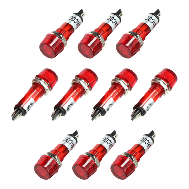 [Australia - AusPower] - Othmro Signal Indicator Dash Light DC 12V, Neon LED Bulbs XD10-3 Red, 40mm 1.57inch Plastic Shell Panel Mount Signal Pilot Dash Directional Lights 10pcs 