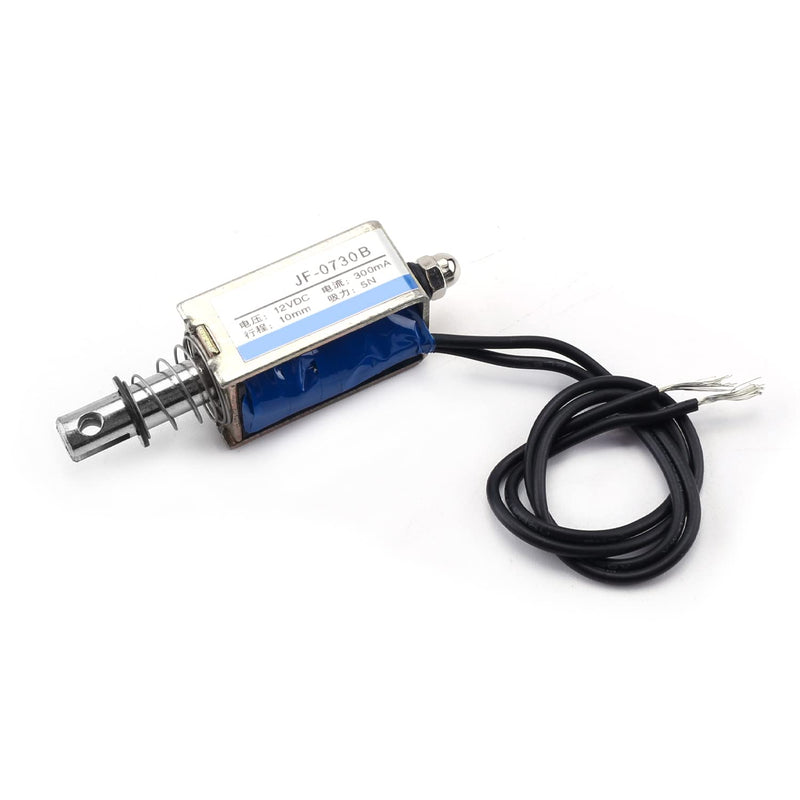 [Australia - AusPower] - Fielect DC 12V 5N Push Type Solenoid Electromagnet, 0.3A 7.2W 10mm Stroke Open Frame Linear Motion Solenoid Electromagnet JF-0730B-12V 