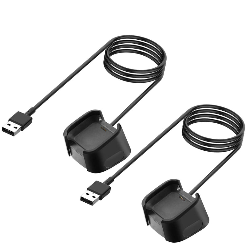 [Australia - AusPower] - Compatible with Fitbit Versa 2 Charger,KingAcc 2-Pack 3.3ft Replacement USB Charging Cable Cord Charger Cradle Dock Adapter for Fitbit Versa 2 Fitness Smartwatch (ONLY for Versa 2) Black 