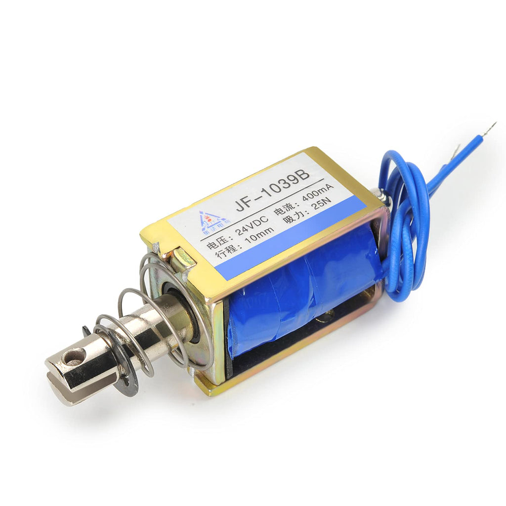 [Australia - AusPower] - Fielect DC 24V 25N Push Pull Type Solenoid Electromagnet, 0.4A 9.6W 10mm Stroke Open Frame Solenoid Electromagnet Linear Motion, JF-1039B-24V Model: JF-1039B-24V 