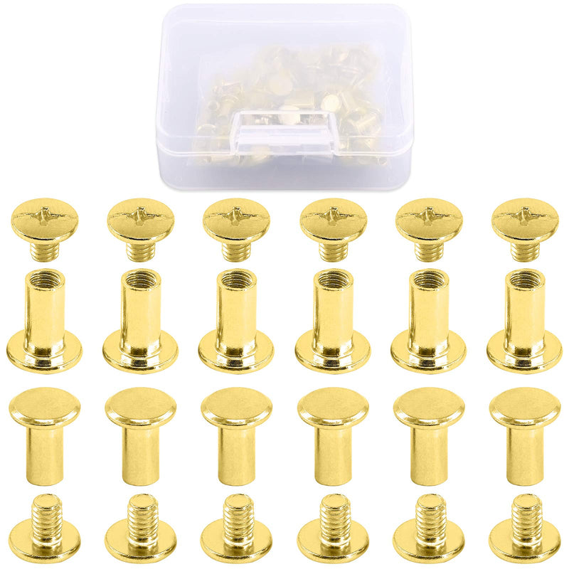 [Australia - AusPower] - Hilitchi 50-Sets M5 Brass Plated Phillips Chicago Screw Posts Binding Screws Assortment Kit for Scrapbook Photo Albums Binding, Leather Repair - Gold (M5 x 10mm-50Sets) M5 x 10mm-50Sets 