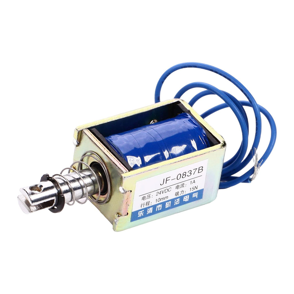 [Australia - AusPower] - Fielect DC 24V 15N Push Pull Type Solenoid Electromagnet, 1A 10mm Stroke Open Frame Solenoid Electromagnet Linear Motion, JF-0837B-24V Model: JF-0837B-24V 