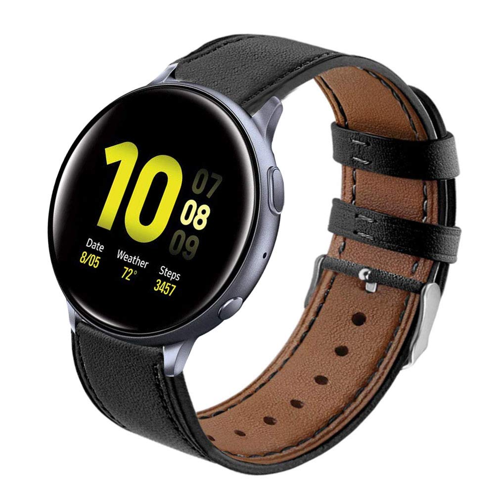 [Australia - AusPower] - Sankel Compatible for Samsung Galaxy Watch Active2 (40mm/44mm) Band/Galaxy Watch 42mm Band Leather,20mm Replacement Strap Wristband for Samsung Galaxy Watch Active/Galaxy Watch 42mm/Gear Sport (Black) Black 