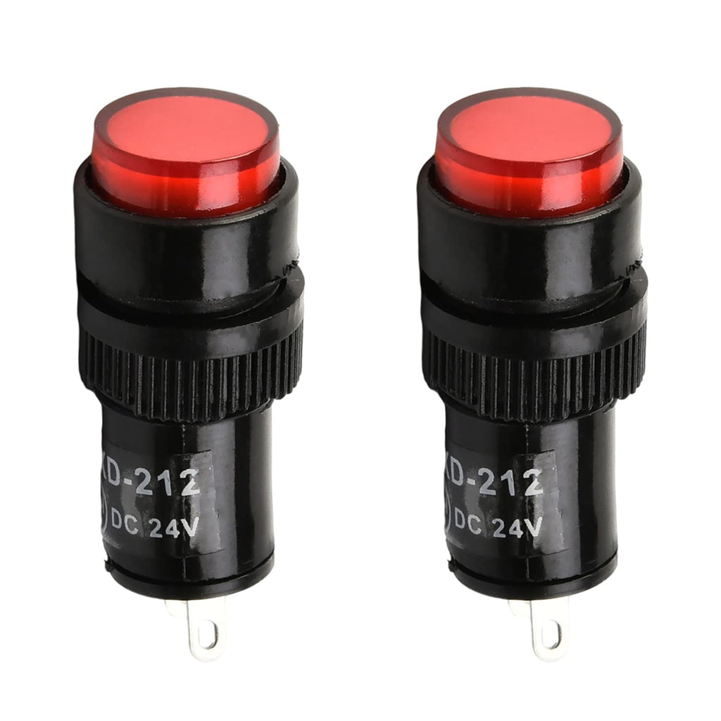 [Australia - AusPower] - Othmro Signal Indicator Dash Light DC 24V, Neon LED Bulbs NXD-21 Red, 35mm 1.38inch Plastic Shell Panel Mount Signal Pilot Dash Directional Lights 10pcs 