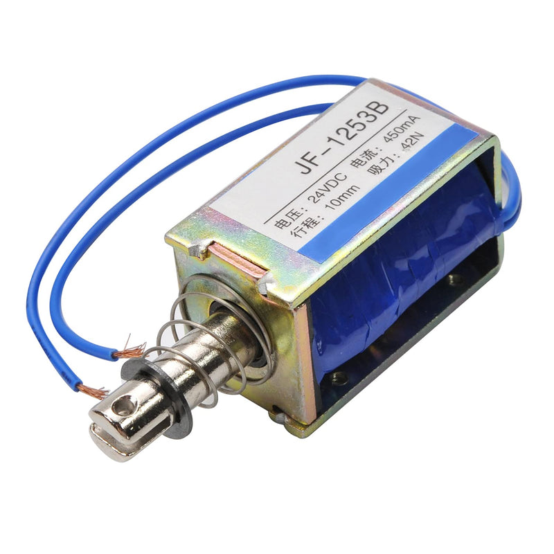 [Australia - AusPower] - Fielect DC 24V 42N 10mm Stroke Push Pull Solenoid Electromagnet, 0.45A 10.8W, Open Frame Solenoid, Linear Motion, JF-1253B-24V Model: JF-1253B-24V 