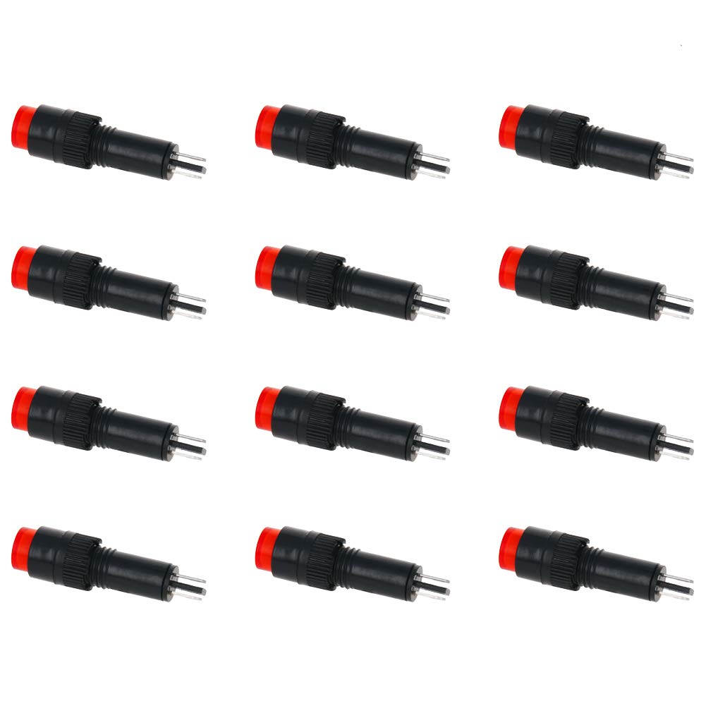 [Australia - AusPower] - Othmro Signal Indicator Dash Light DC 220V, Neon LED Bulbs NXD-21 Red, 35mm 1.38inch Plastic Shell Panel Mount Signal Pilot Dash Directional Lights 12pcs 