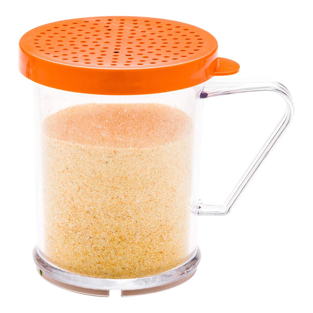 [Australia - AusPower] - 10 oz Clear Plastic Dredge Spice Shaker - Restaurant Style - Polycarbonate - Rose Medium Lid - Seasoning, Sugar, Spice Shaker - 1ct Box - RW Base - Restaurantware 