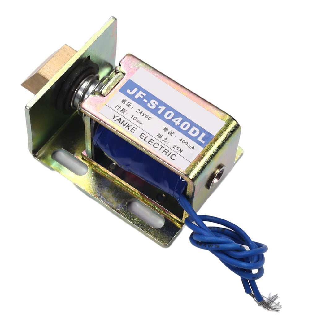 [Australia - AusPower] - Fielect DC 24V 25N 10 mm Pull Type Solenoid Electromagnet Open Frame Type Solenoid Electromagnet for Door Closer, Linear Motion Models : JF-S1040DL-24V 