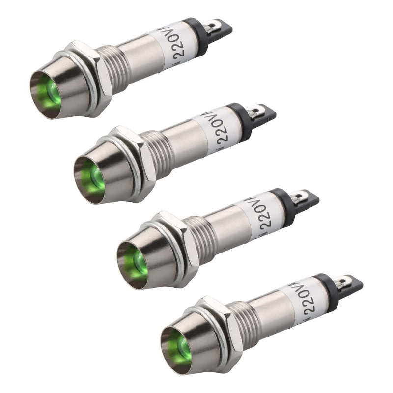 [Australia - AusPower] - Othmro Signal Indicator Dash Light DC 220V, Neon LED Bulbs XD8-1 Green, 36mm 1.42inch Metal Shell Panel Mount Signal Pilot Dash Directional Lights 8pcs 