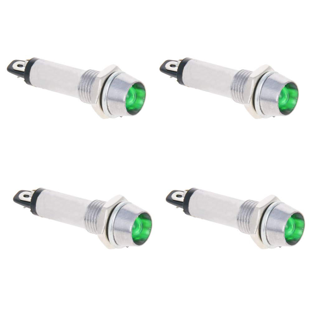 [Australia - AusPower] - Othmro Signal Indicator Dash Light DC 12V, Neon LED Bulbs XD8-1 Green, 36mm 1.42inch Metal Shell Panel Mount Signal Pilot Dash Directional Lights 4pcs 