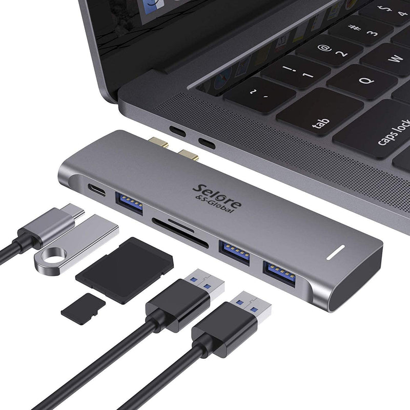 [Australia - AusPower] - USB C Adapter for MacBook Pro/MacBook Air M1 2020 2019 2018 13" 15" 16", 6 in 1 USB-C Hub MacBook Pro Accessories with 3 USB 3.0 Ports,USB C to SD/TF Card Reader and 100W Thunderbolt 3 PD Port 