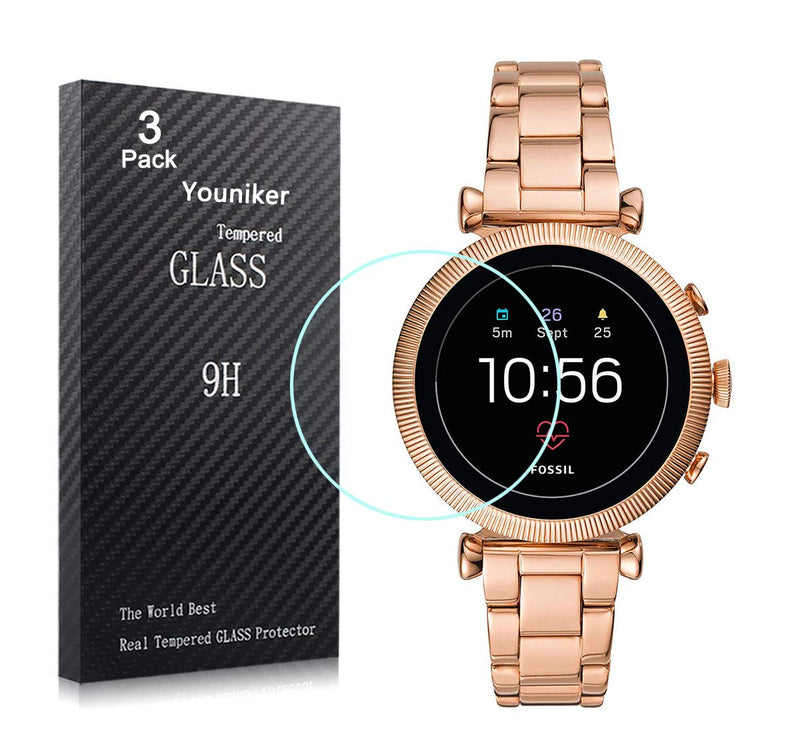[Australia - AusPower] - Youniker 3 Pack for Fossil Sloan HR Screen Protector Tempered Glass for Fossil Women's Gen 4 Sloan HR Smartwatch Screen Protectors Cover 9H 0.3MM Anti-Scratch Anti-Fingerprint Bubble Free 