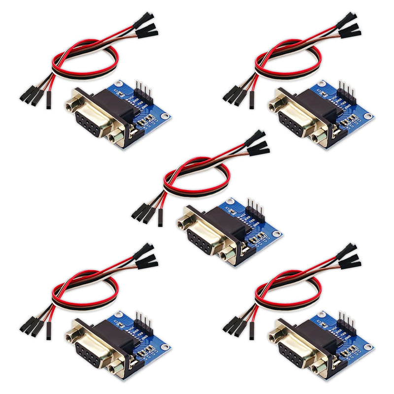 [Australia - AusPower] - Grades Like DVDDaFuRui RS232 to TTL Converter Module，5PCS MAX3232 3.3V to 5V RS2323 COM Serial Prot Board to TTL Connector for Arduino Microcontrollers 