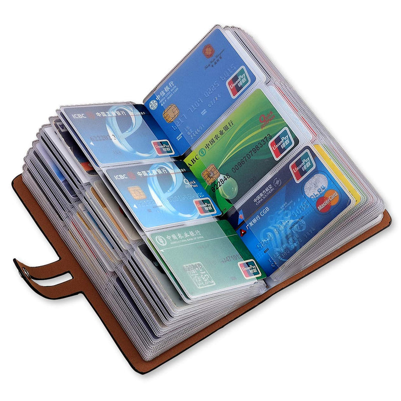 [Australia - AusPower] - Leather Business Card Organizer, RFID Blocking Credit Card Holder, Professional Business Card Holder and Name Card Book, Credit Card Protector - Holds 96 Cards (Black) Black 