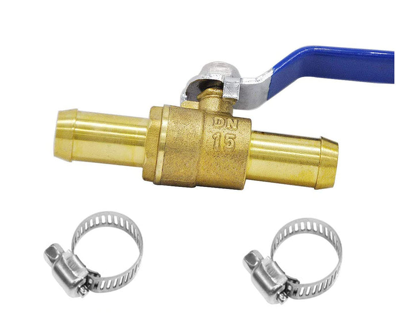 [Australia - AusPower] - YOUHO 5/8 Hose Barb Straight Through Forged Brass Micro-Cut Ball Valve, heater hose shut off valve 5/8" Hose Barb x 5/8" Hose Barb, 180 Degree Operating Handle, Water, Oil, Gas, Fuel line Fittings 