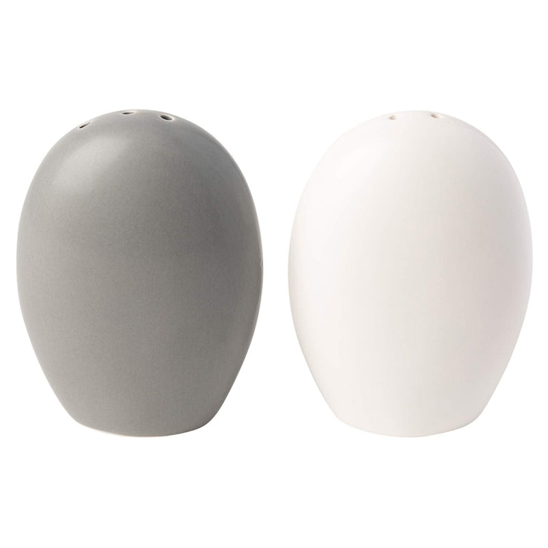 [Australia - AusPower] - Modern Salt & Pepper Shakers Made of Chip-free Ceramic - Contemporary Mill Set for Modern Kitchen Decor - Easy to refill, White & Grey Set 