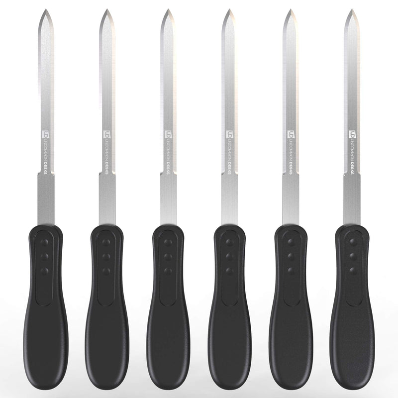 [Australia - AusPower] - Uncommon Desks Office Letter Opener - Multi-Pack, Stainless Steel Blade, Ergonomic Grip Handle (Black, 6 Pieces) 6 Pack Black 