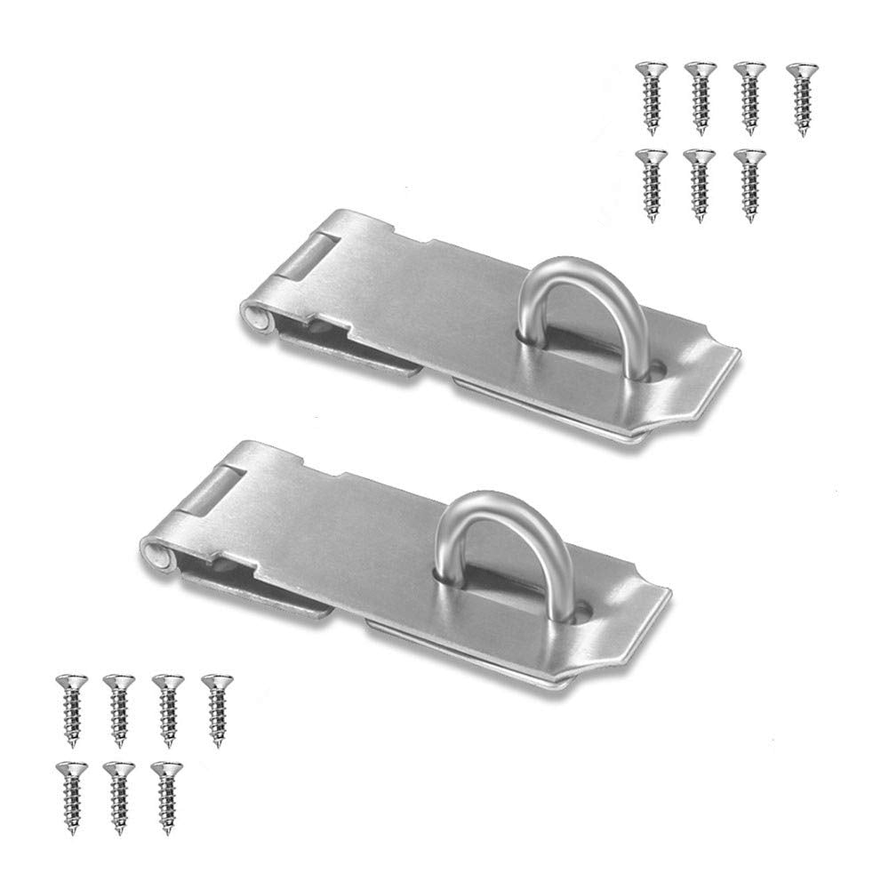 [Australia - AusPower] - Door Locks Hasp Latch, 3 Inch Stainless Steel Safety Packlock Clasp Hasp Lock Latch, Extra Thick Door Gate Lock Hasp with Screws Brushed Finish 2 Pack (3inch) 3inch 