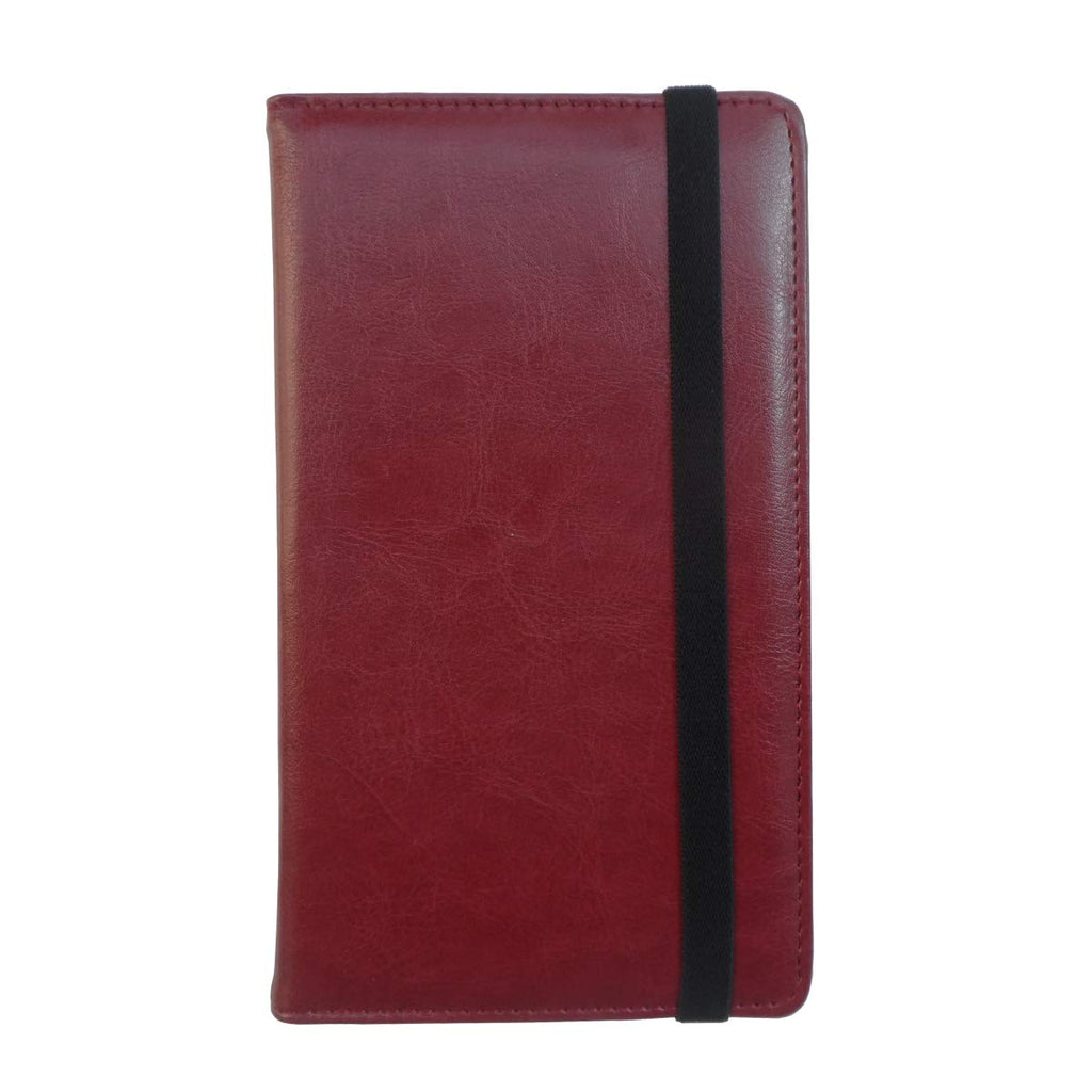 [Australia - AusPower] - Enyuwlcm PU Leather Business Card Book Organizer Journal Name Card Book Holder with Elastic Closure Hold 240 Cards Wine Red 