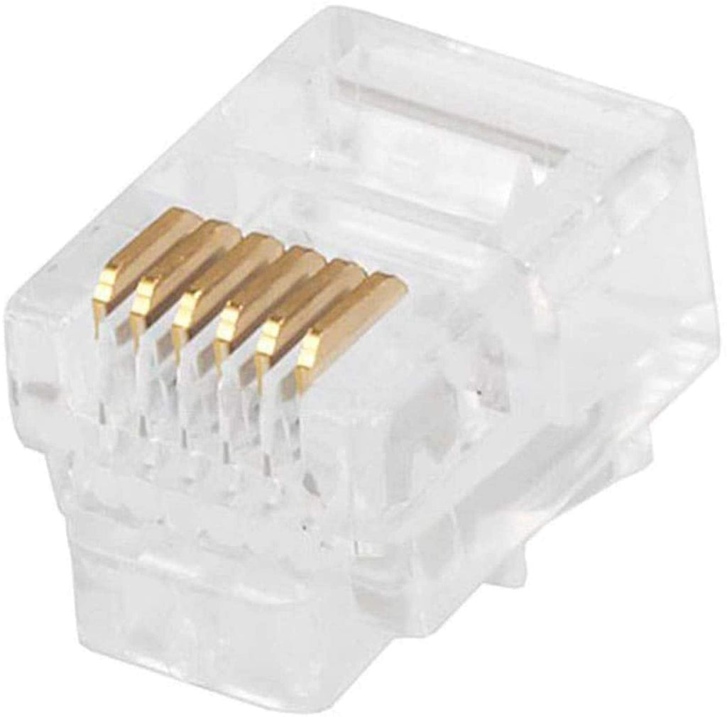 [Australia - AusPower] - 100 Pack RJ12 6P6C Plug, Uvital Transparent Telephone Jack Flat Cable Modular Plug Connector Clear Line Snap-in Crimp-On Plugs 