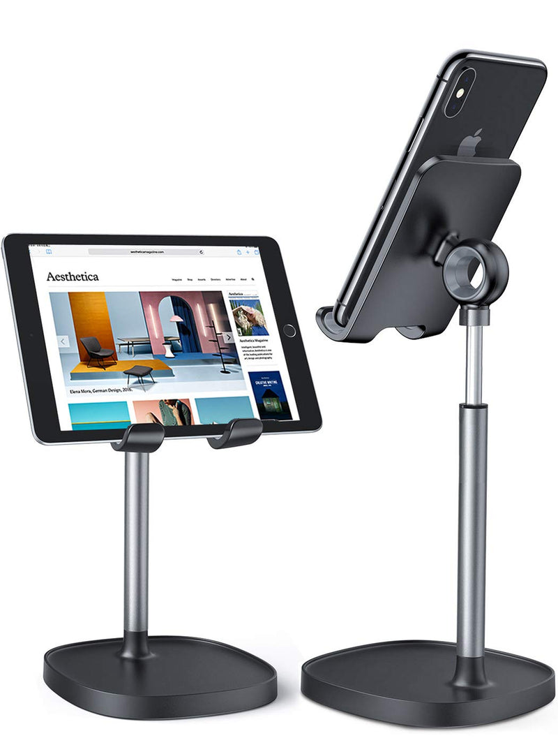 [Australia - AusPower] - LISEN Cell Phone Stand, Adjustable Phone Stand for Desk, Thick Case Friendly Phone Holder Stand, Taller iPhone Stand Compatible with All Mobile Phone, iPhone, iPad, Tablet 4-10'' Desk Accessories BLACK-3X STABLE WEIGHTED BASE 
