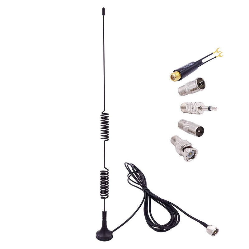 [Australia - AusPower] - Fancasee Universal FM Antenna Magnetic Base 75 Ohm Screw F Male Plug with PAL BNC 3.5mm & 75 to 300 Ohm Connector Adapter Coax Coaxial Cable FM Radio Antenna for Home AV Stereo Receiver Indoor Outdoor 