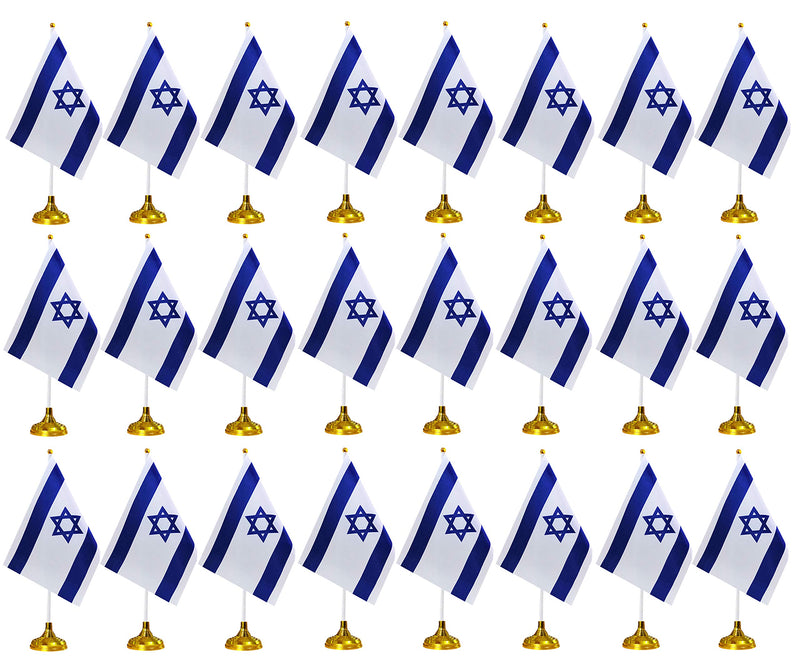 [Australia - AusPower] - 24 Pieces Israel Desk Flags with Stands Base,Small Mini Deluxe Israeli Table Flags Set,8 x 5.5 inches Miniature Desktop Flags,Home Desk Decoration,Table Decorations,Festival Events Celebration 