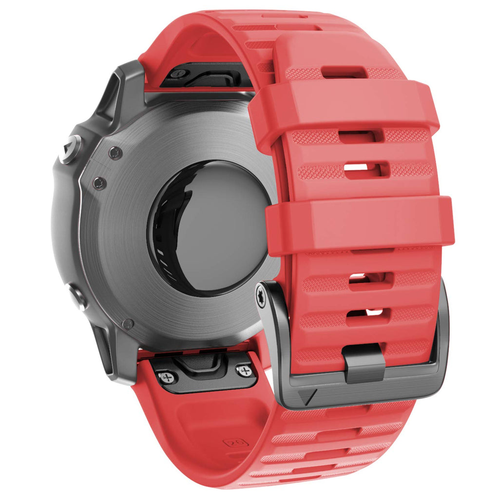 [Australia - AusPower] - ANCOOL Compatible with Fenix 6X/7X Band 26mm Easy-fit Soft Silicone Watch Band Replacement for Fenix 5X/Fenix 5X Plus/Fenix 3/Fenix 6X Pro/Descent Descent MK2i Smartwatches (Red) Red 