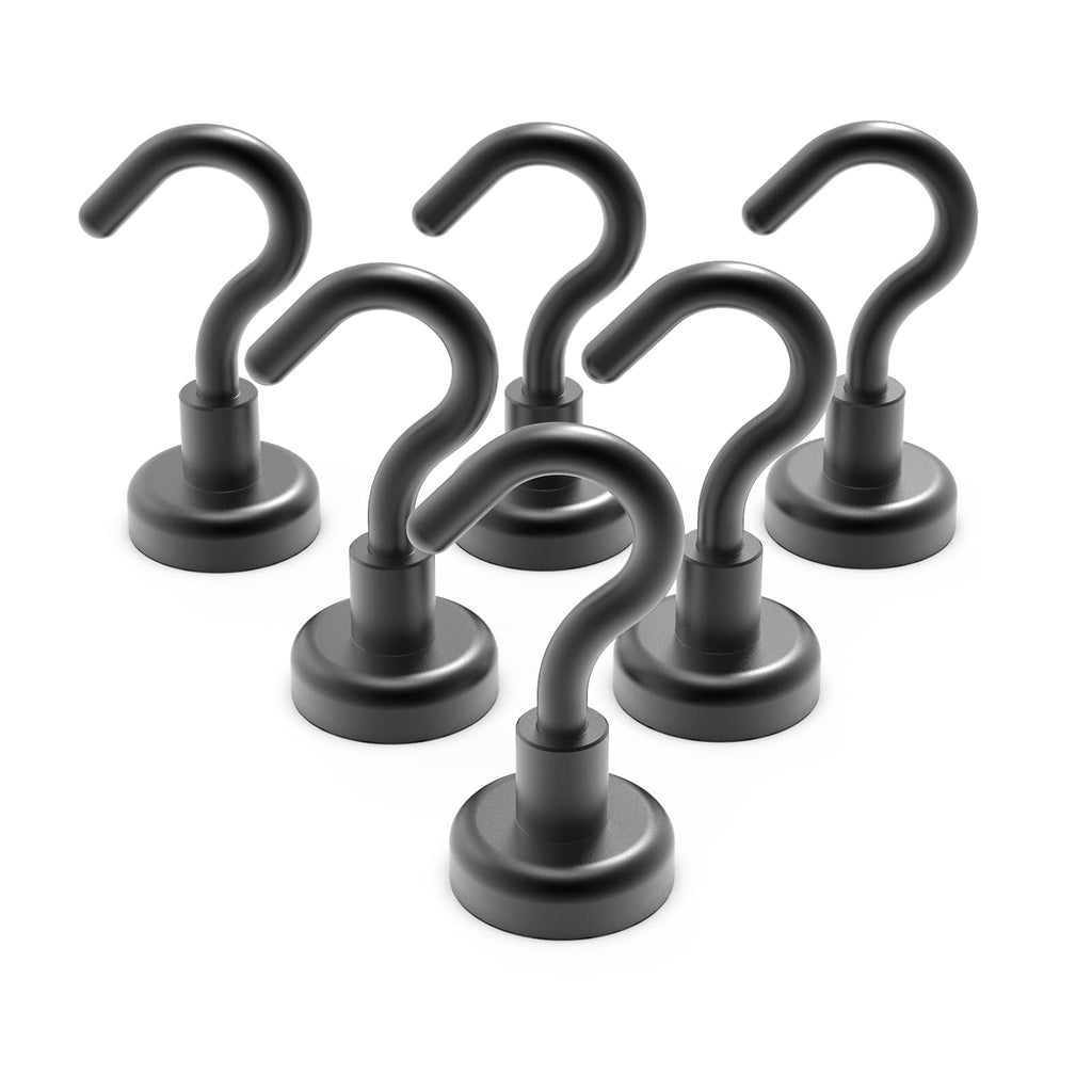 [Australia - AusPower] - Ant Mag Strong Magnet Hooks 24LBS Pulling Force Neodymium Hooks Hangers Heavy Duty Used for Home Kitchen Refrigerator Key Holder Office Workplace Pack of 6 Black 