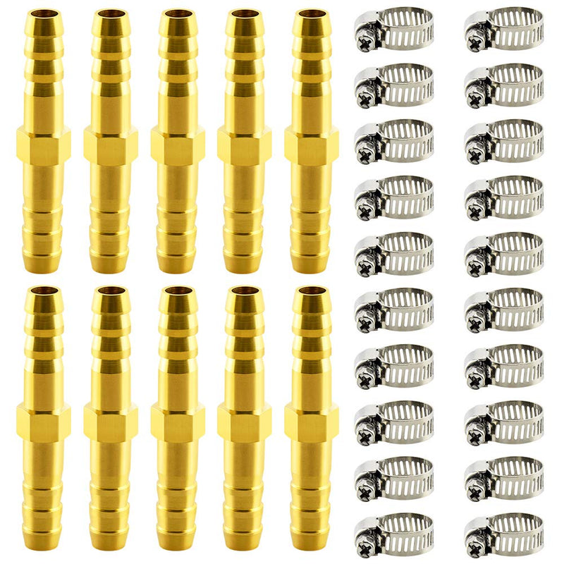 [Australia - AusPower] - TAILONZ PNEUMATIC Union 1/4" Barbed x 1/4" Barbed Splicer Brass Hose Fitting Mender Joiner（Pack of 10） 1/4" Barb x 1/4" Barb 