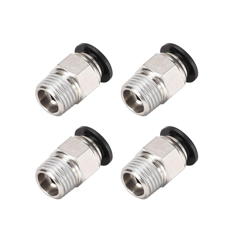 [Australia - AusPower] - uxcell Straight Pneumatic Push to Quick Connect Fittings 1/4 Inch NPT Male X 8mm Tube OD Silver Tone 4pcs 