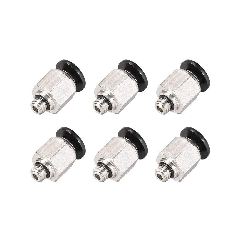 [Australia - AusPower] - uxcell Straight Pneumatic Push to Quick Connect Fittings M6 Male X 6mm Tube OD Silver Tone 6pcs 