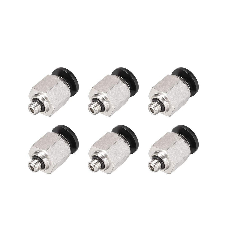 [Australia - AusPower] - uxcell Straight Pneumatic Push to Quick Connect Fittings M5 Male X 6mm Tube OD Silver Tone 6pcs 