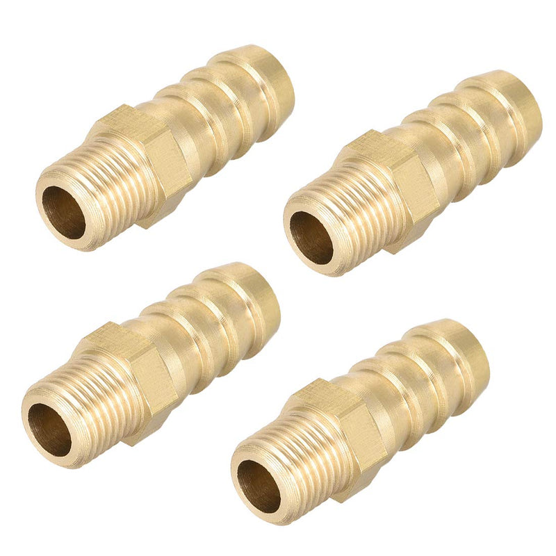 [Australia - AusPower] - uxcell Brass Fitting Connector Metric M10x1 Male To Barb Hose ID 10mm 4pcs 
