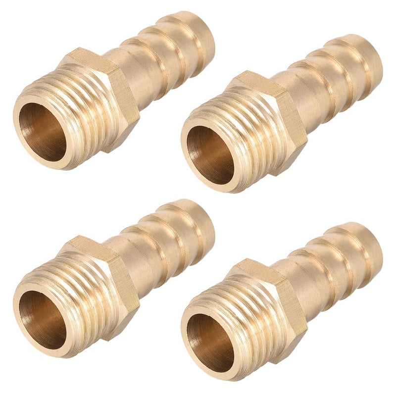 [Australia - AusPower] - uxcell Brass Fitting Connector Metric M14-1.5 Male to Barb Fit Hose ID 10mm 4pcs 